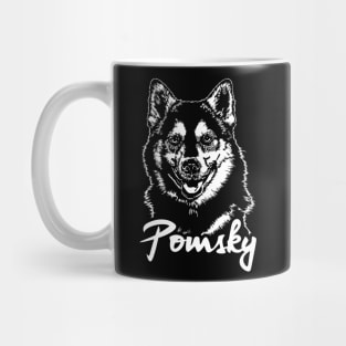 Funny Proud Pomsky dog portrait gift Mug